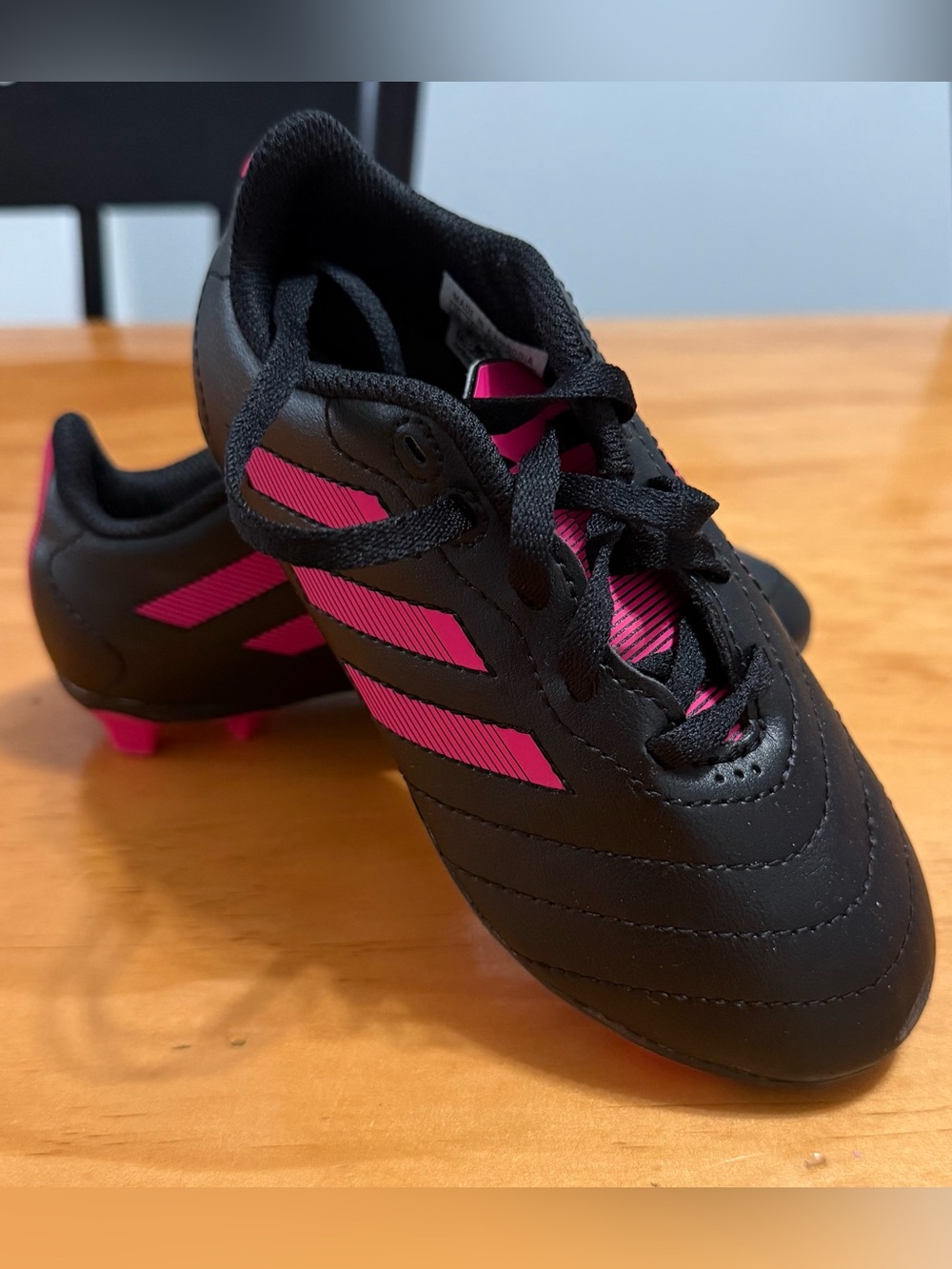 adidas Kids Black and Pink Soccer Cleats